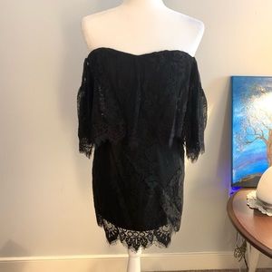 Do & Be off the shoulder black lacy mini dress